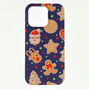 Festive Holiday Phone Case - Navy Blue with Gingerbread Design
